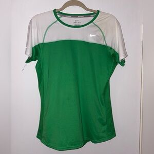 Nike Women's Short Sleeve Green and White Tee